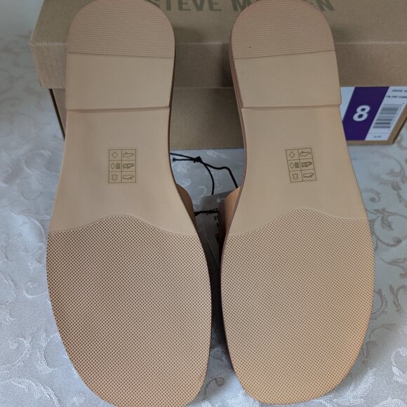 New STEVE MADDEN Tan Leather Slide Sandal Size 8 - Picture 3 of 6